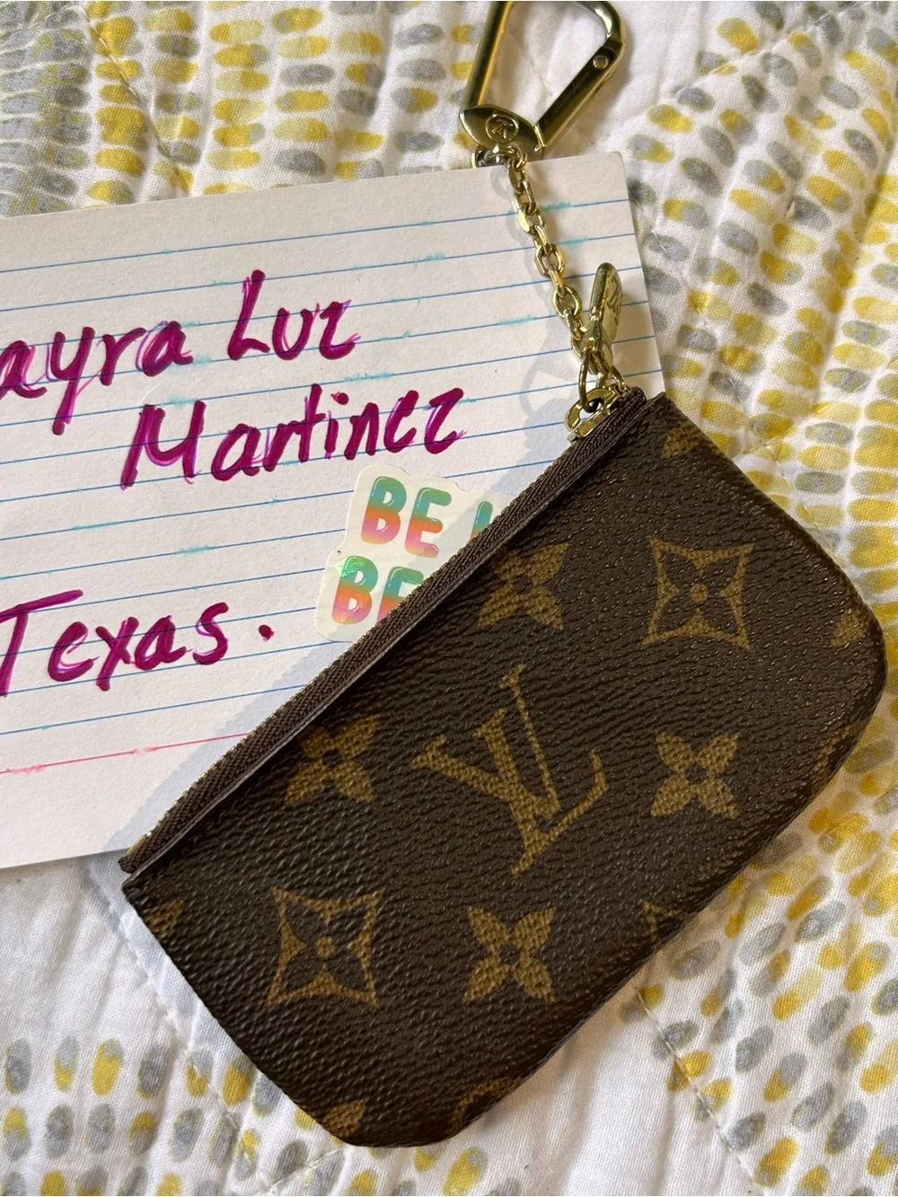 Louis Vuitton Brown Monogram Key Pouch with Gold Hardware
